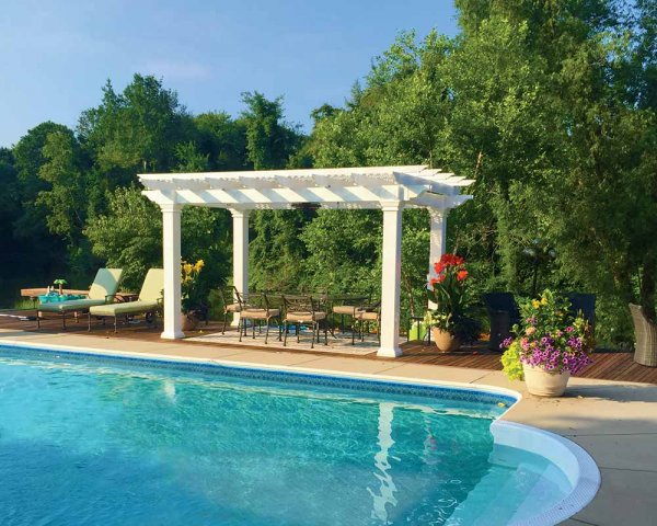 Vinyl Pergola next to a pool