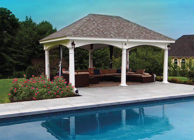 pool pavilion with outdoor furniture