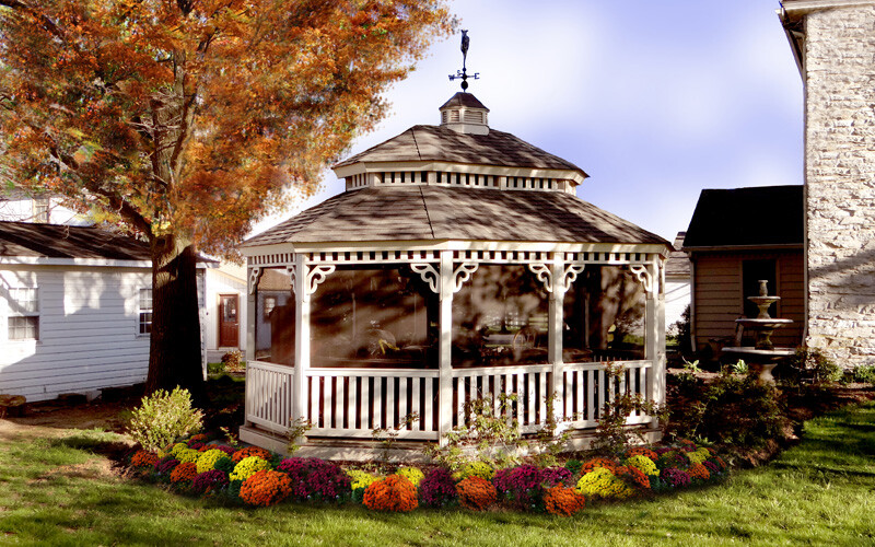 screened gazebo with weathervane