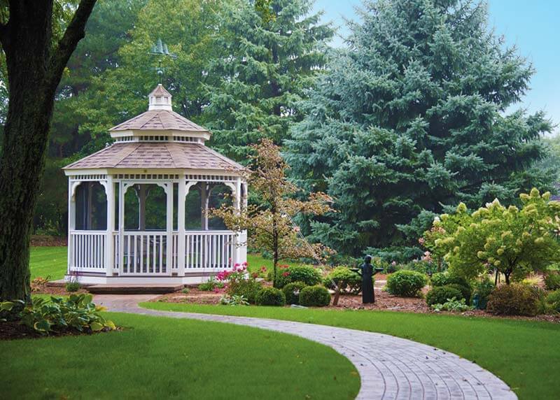 white gazebo with screens