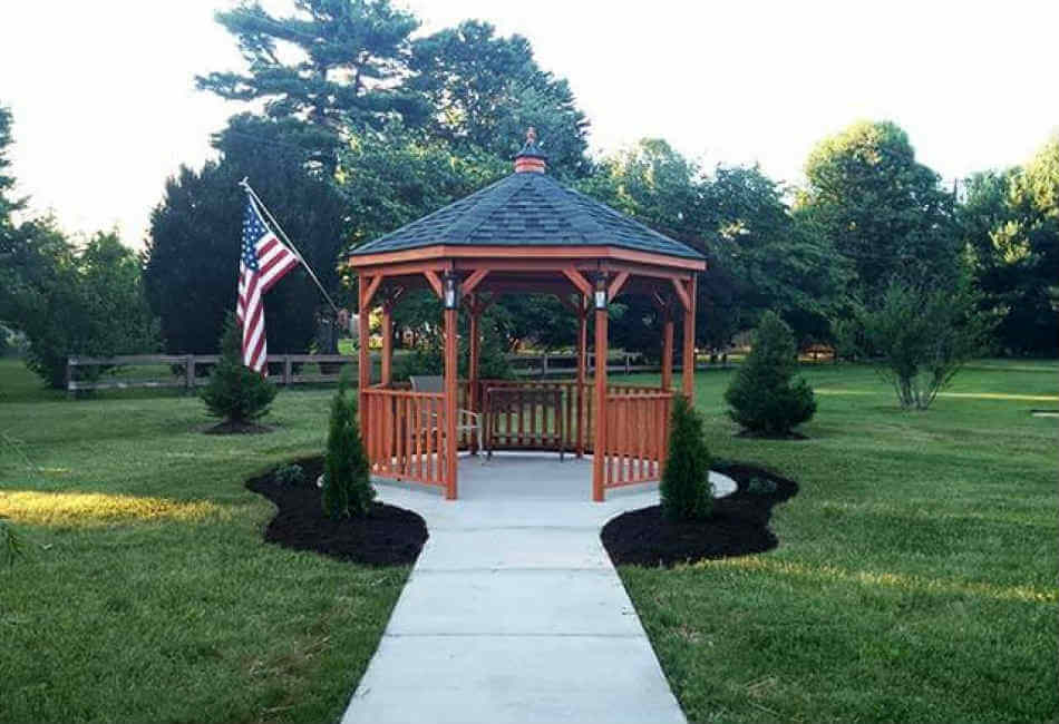 Wood Gazebo with flag pole