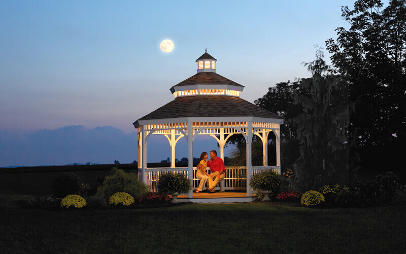 couple enjoying gazebo with lighting