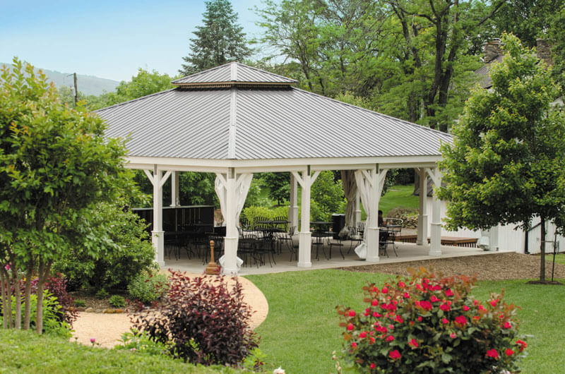 pavilion with ribbed metal roofing