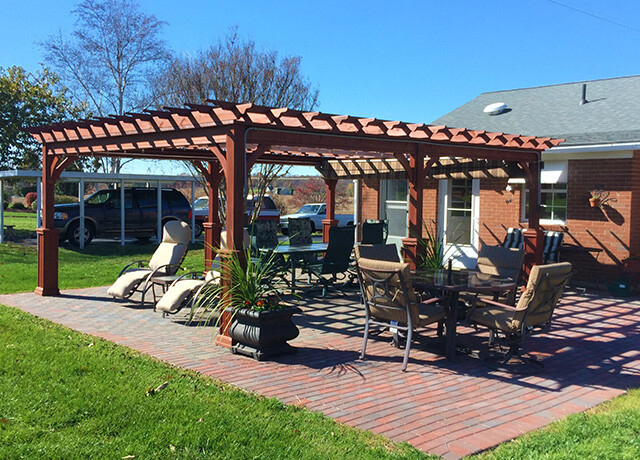 Patio Pergola with patio furniture