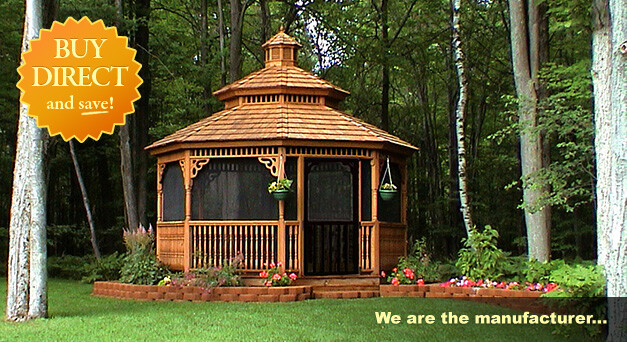 dark wood screened gazebo