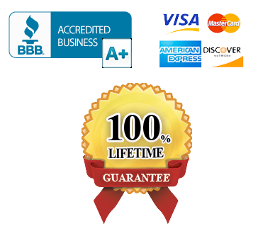 BBB and Visa logos 100 Lifetime Guarantee