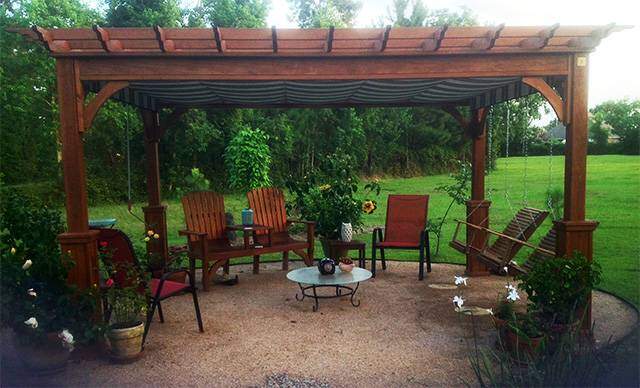 dark pergola with canopy