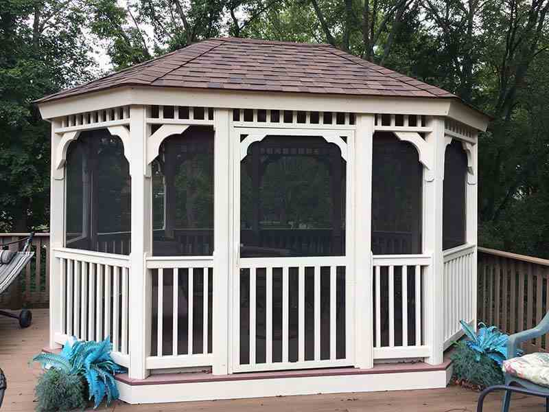 gazebo with screens on a porch