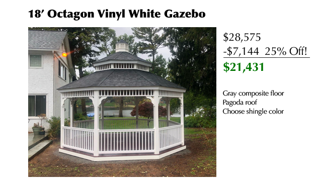18' Octagon Vinyl Gazebo 